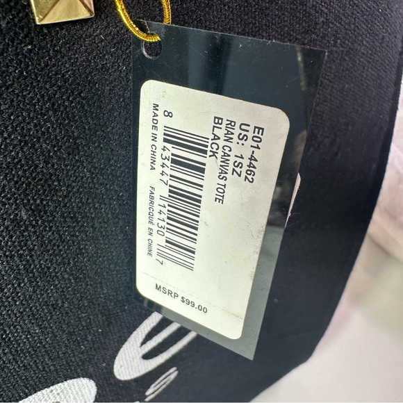 NEW Women’s Bebe Rian Black Canvas Tote Bag w/Gold Studs - Picture 8 of 8